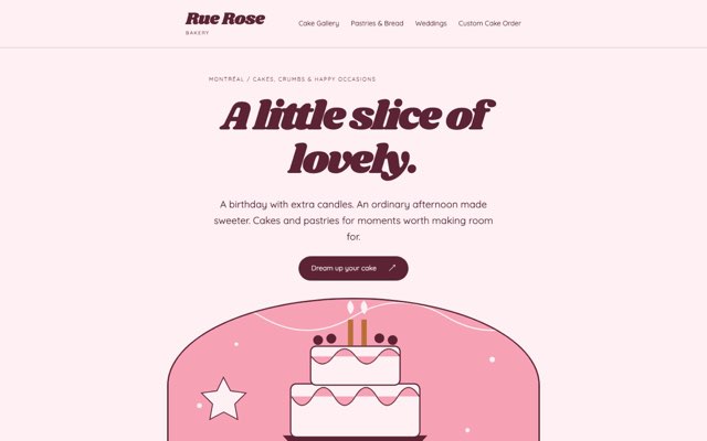 Home page of the Rue Rose Pâtisserie demo website