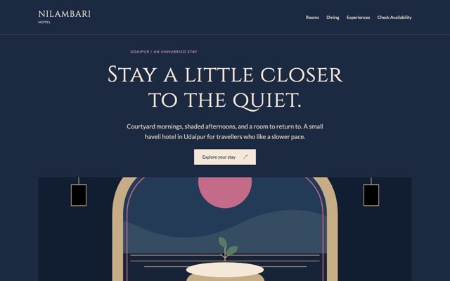 Home page of the Haveli Nilambari demo website