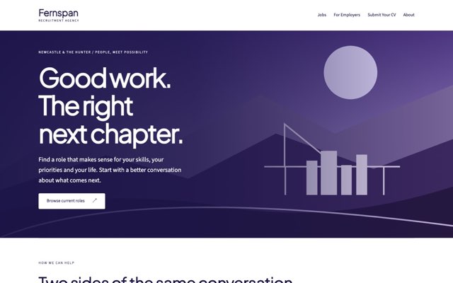 Home page of the Fernspan Talent demo website