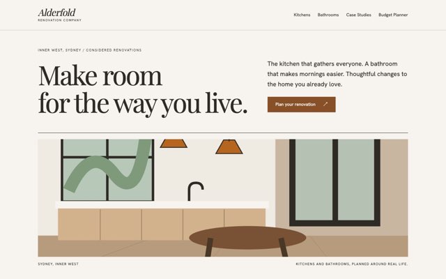 Home page of the Alderfold Renovations demo website