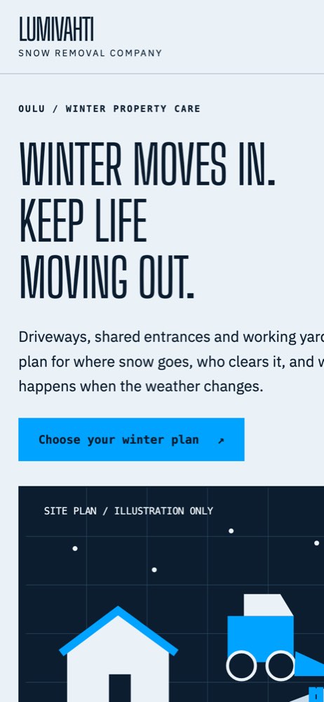 Phone view of the Lumivahti Oy demo website