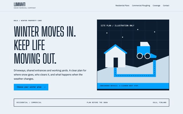 Home page of the Lumivahti Oy demo website